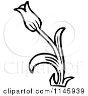 Clipart Of A Retro Vintage Black And White Tulip Plant Royalty Free Vector Illustration by Prawny Vintage