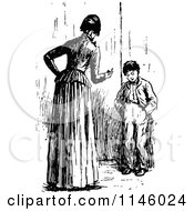 Poster, Art Print Of Retro Vintage Black And White Mother Lecturing Her Son