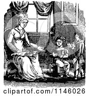 Poster, Art Print Of Retro Vintage Black And White Mother Teaching Her Children To Read