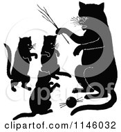 Poster, Art Print Of Retro Vintage Silhouetted Cats Playing