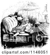Clipart Of A Retro Vintage Black And White Girl Sleeping With A Book In Her Lap Royalty Free Vector Illustration by Prawny Vintage