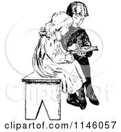 Poster, Art Print Of Retro Vintage Black And White Children Reading On A Bench