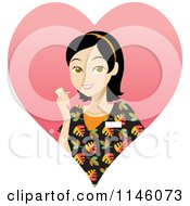Poster, Art Print Of Happy Black Haired Caregiver Woman In Scrubs Holding A Pill Bottle In A Heart