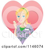 Poster, Art Print Of Happy Blond Caregiver Woman In Scrubs Holding A Pill Bottle In A Heart