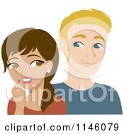 Poster, Art Print Of Thoughtful Hispanic Woman And Interested Blond Man