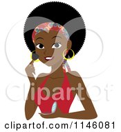 Black Woman Applying Blush Makeup
