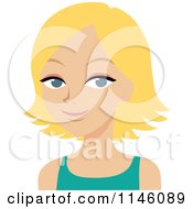 Poster, Art Print Of Beautiful Blond Woman In A Turquoise Tank Top