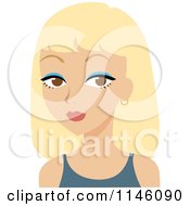 Poster, Art Print Of Beautiful Blond Woman In A Blue Tank Top