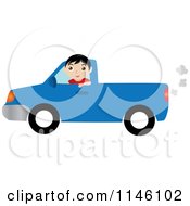 Poster, Art Print Of Boy Driving A Blue Pickup Truck