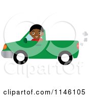 Poster, Art Print Of Boy Driving A Green Pickup Truck