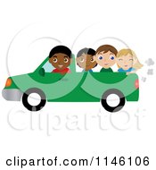 Poster, Art Print Of Black Boy Driving A Pickup Truck With Children In The Bed