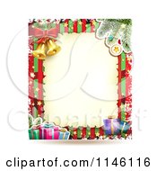 Poster, Art Print Of Christmas Frame With Gifts And Bells 3