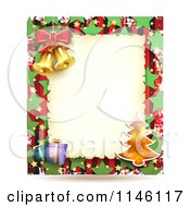 Poster, Art Print Of Christmas Frame With Gifts A Tree And Bells