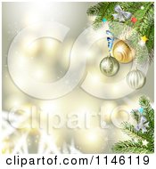 Poster, Art Print Of Bokeh Sparkle Background With Christmas Baubles Snowflakes And Branches 2