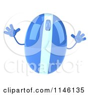 Clipart Of A 3d Blue Computer Mouse Mascot Jumping Royalty Free CGI Illustration by Julos