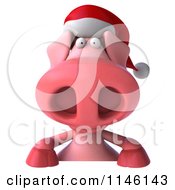 Clipart Of A 3d Christmas Pig With A Sign 2 Royalty Free CGI Illustration by Julos