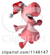 Clipart Of A 3d Christmas Pig Facing Right And Jumping Royalty Free CGI Illustration