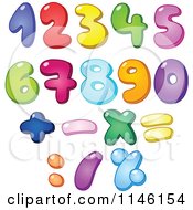 Cartoon Of Colorful Bubble Numbers And Math Symbols Royalty Free Vector Clipart