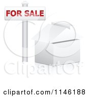 Clipart Of A 3d White House With A For Sale Sign Royalty Free CGI Illustration