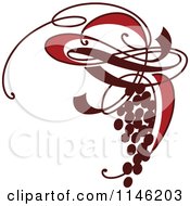 Clipart Of A Bunch Of Ornate Red Grapes Royalty Free Vector Illustration by elena #COLLC1146203-0147