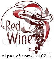 Poster, Art Print Of Red Wine Text And Ornate Grapes