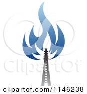 Clipart Of A Gas Refinery With Blue Flames 5 Royalty Free Vector Illustration