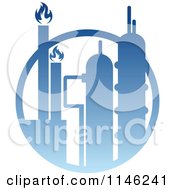 Poster, Art Print Of Gas Refinery With Blue Flames 6