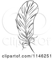 Clipart Of A Black And White Feather 3 Royalty Free Vector Illustration