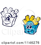 Clipart Of Happy French Fry Box Characters Royalty Free Vector Illustration