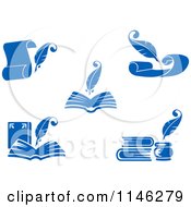 Poster, Art Print Of Blue Quill Pens Books And Letters