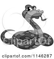 Clipart Of A Grayscale Phython Snake Royalty Free Vector Illustration