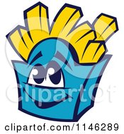 Clipart Of A Happy Blue French Fry Box Character Royalty Free Vector Illustration