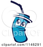 Clipart Of A Happy Blue Beverage Cup Mascot Royalty Free Vector Illustration
