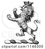Poster, Art Print Of Black And White Vintage Lion Crest With A Crown