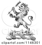 Poster, Art Print Of Black And White Vintage Lion Crest With An Arrow