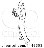 Cartoon Of A Black And White Businessman Counting Cash Royalty Free Vector Clipart