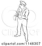 Cartoon Of A Black And White Police Officer Writing A Ticket Royalty Free Vector Clipart