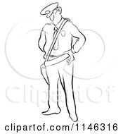 Cartoon Of A Black And White Police Man Looking Stern Royalty Free Vector Clipart