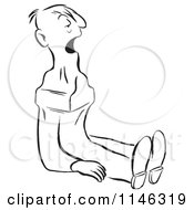 Cartoon Of A Black And White Man With An Anvil In His Throat Royalty Free Vector Clipart