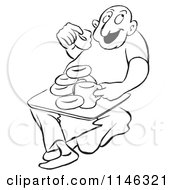Poster, Art Print Of Black And White Man Eating Coffee And Donuts