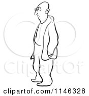 Cartoon Of A Black And White Man Standing Royalty Free Vector Clipart
