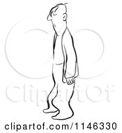 Cartoon Of A Black And White Grumpy Man Royalty Free Vector Clipart