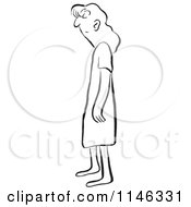 Cartoon Of A Black And White Bored Woman Standing Royalty Free Vector Clipart