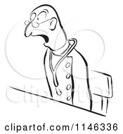 Cartoon Of A Black And White Shocked Doctor Sitting Royalty Free Vector Clipart
