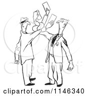 Poster, Art Print Of Black And White Men Getting Tangled While Trying To Exchange Cards