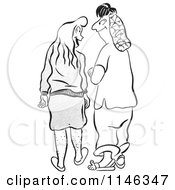Cartoon Of Black And White Frumpy Women Smiling And Chatting Royalty Free Vector Clipart