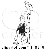 Cartoon Of A Black And White Businessman Leaning Back Into A Womans Chest Royalty Free Vector Clipart