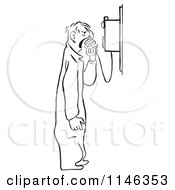 Cartoon Of A Black And White Mechanic Shouting Into A Phone Royalty Free Vector Clipart by Picsburg