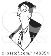 Cartoon Of A Black And White Grumpy Man Royalty Free Vector Clipart by Picsburg