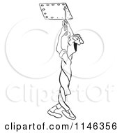 Poster, Art Print Of Black And White Male Worker Twisting His Body To Unscrew
